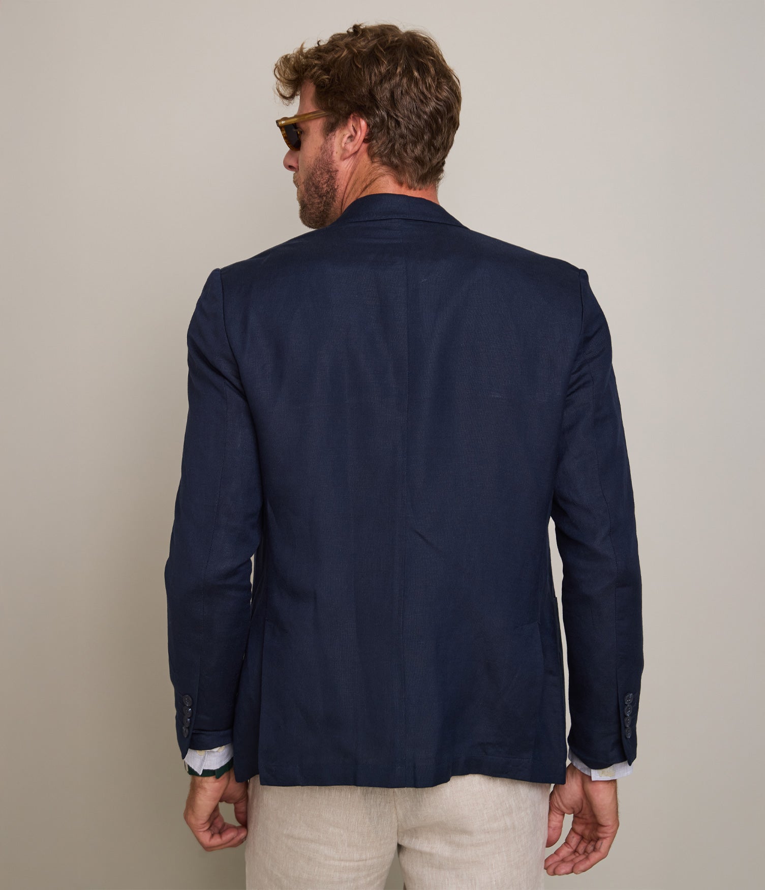 Blazer Hombre 100% Lino Azul Marino