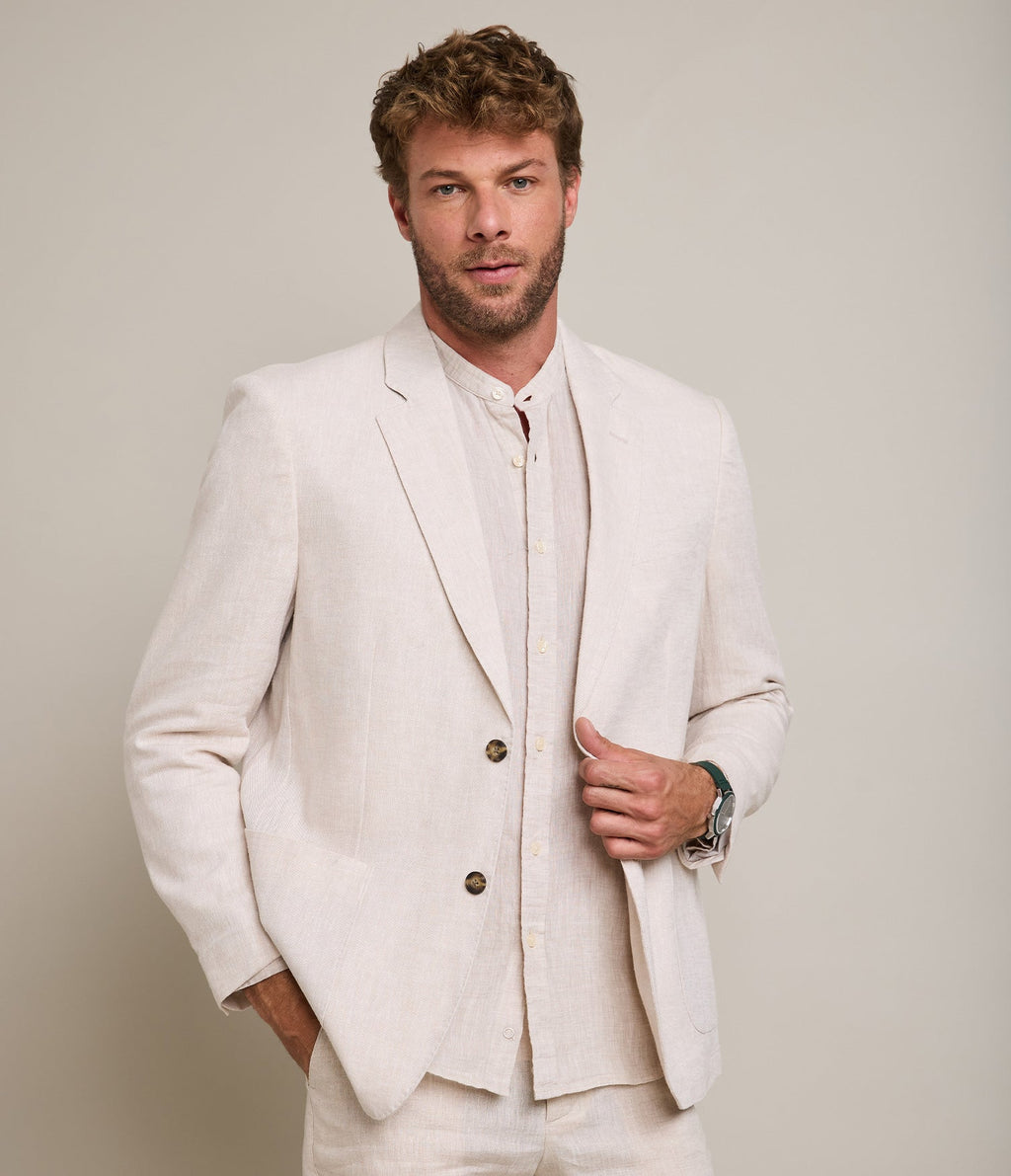 Blazer Hombre 100% Lino Beige