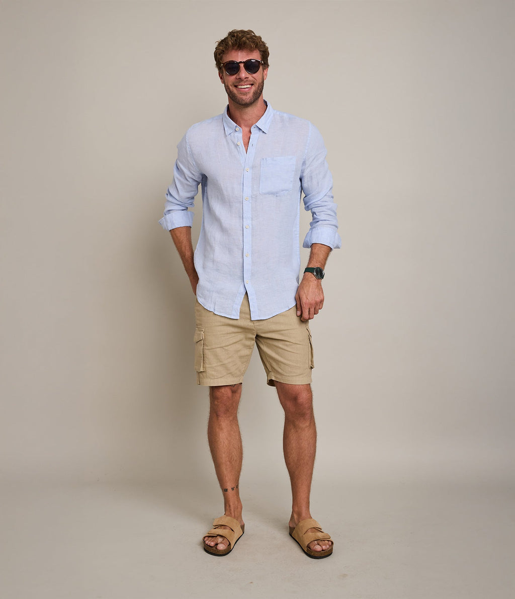 Camisa Hombre Lino M/Larga Dablin Celeste