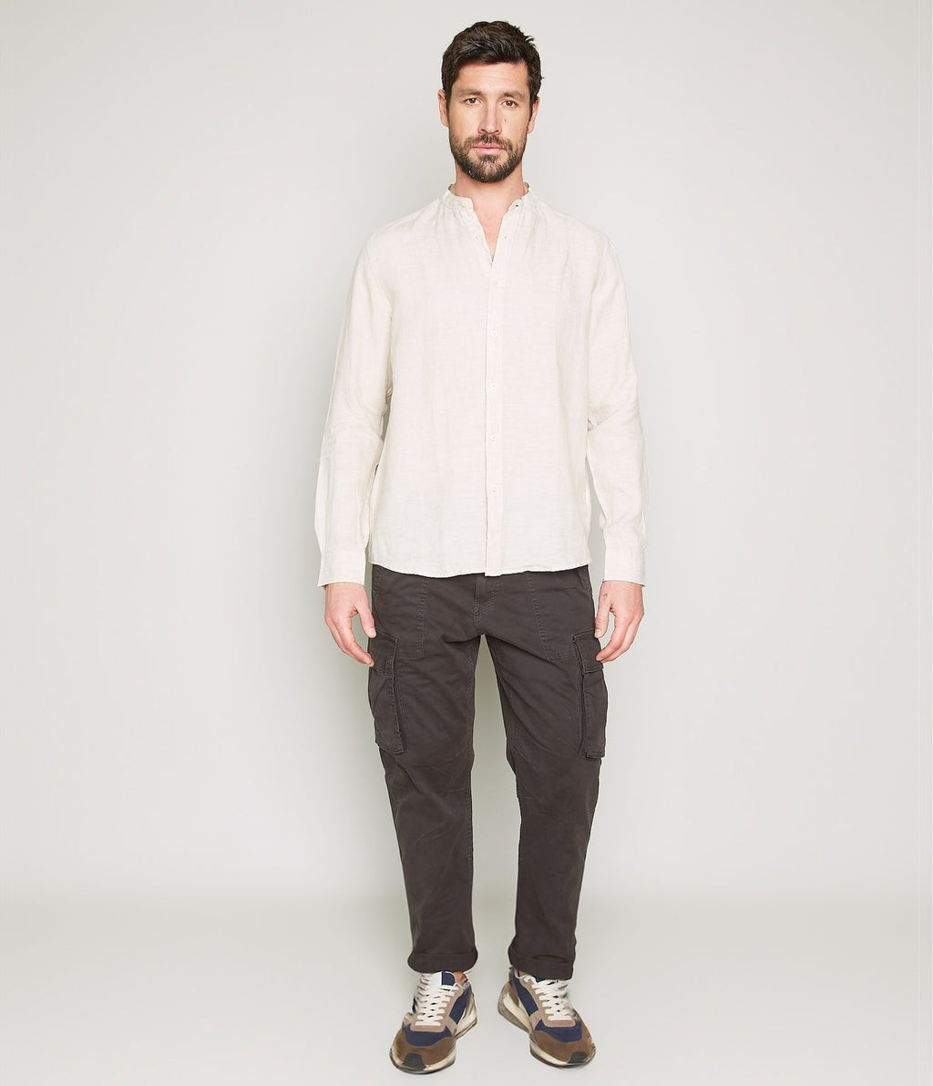 Camisa Hombre Lino Saonna M/Larga Beige