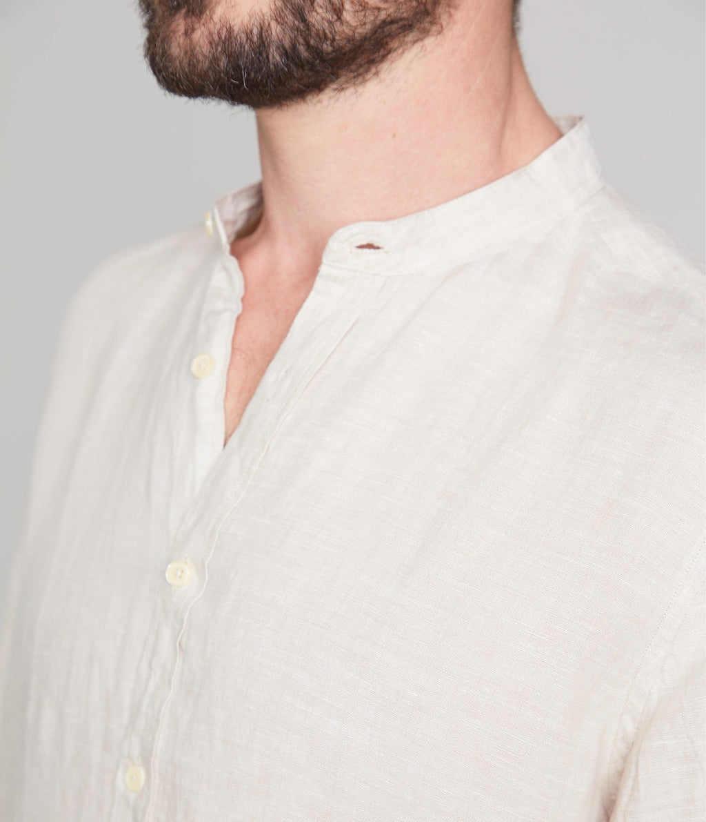 Camisa Hombre Lino Saonna M/Larga Beige