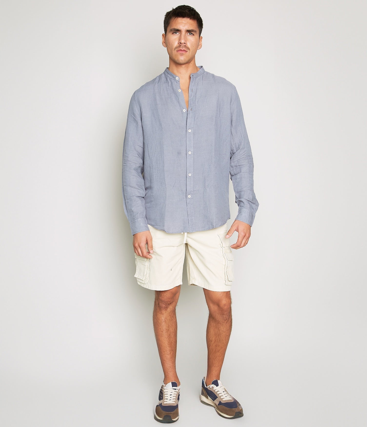 Camisa Hombre Lino Saonna M/Larga Gris