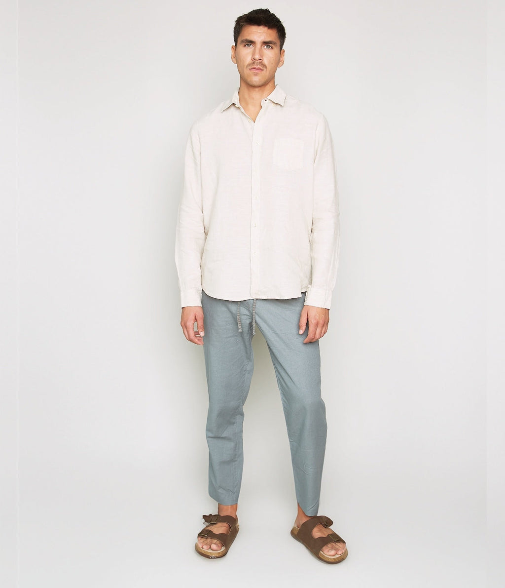 Camisa Hombre 100% Lino Saint Manga larga Beige