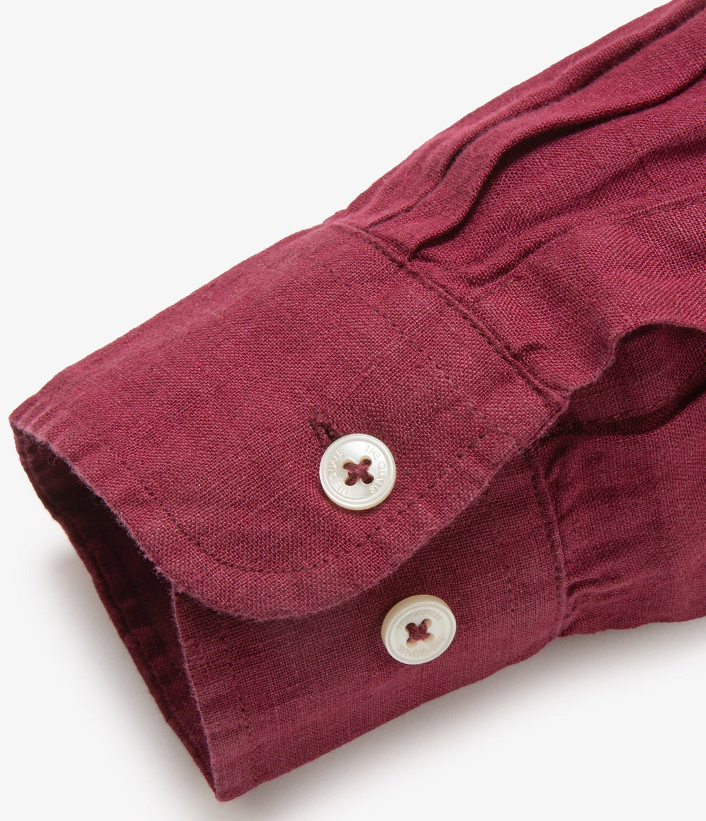 Camisa Hombre Lino Saint M/larga Burdeo