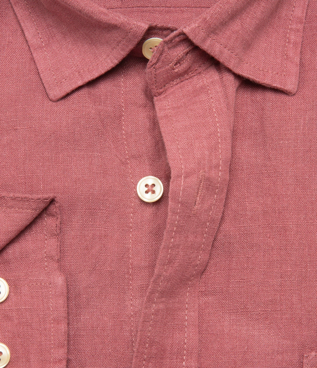 Camisa Hombre Lino Saint M/larga Rojo