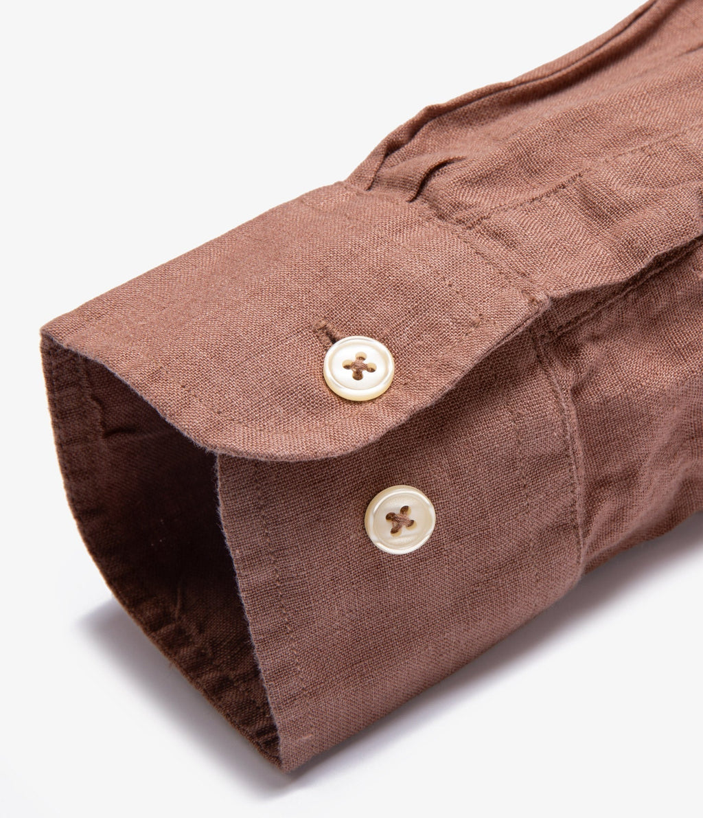 Camisa Hombre Lino Saint M/larga Terracota