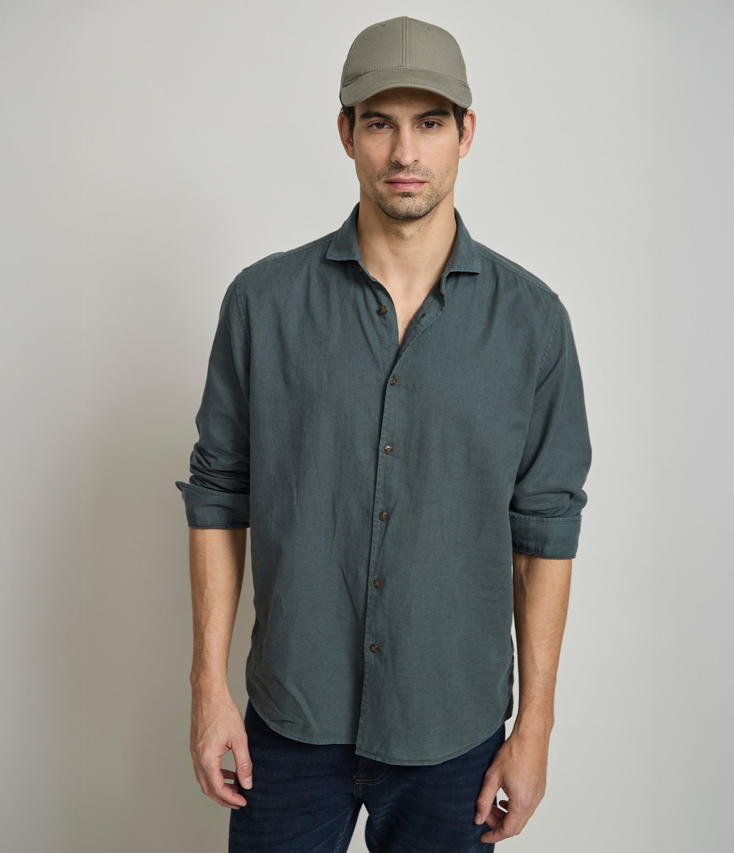 Camisa Hombre Silven M/Larga Verde Oscuro