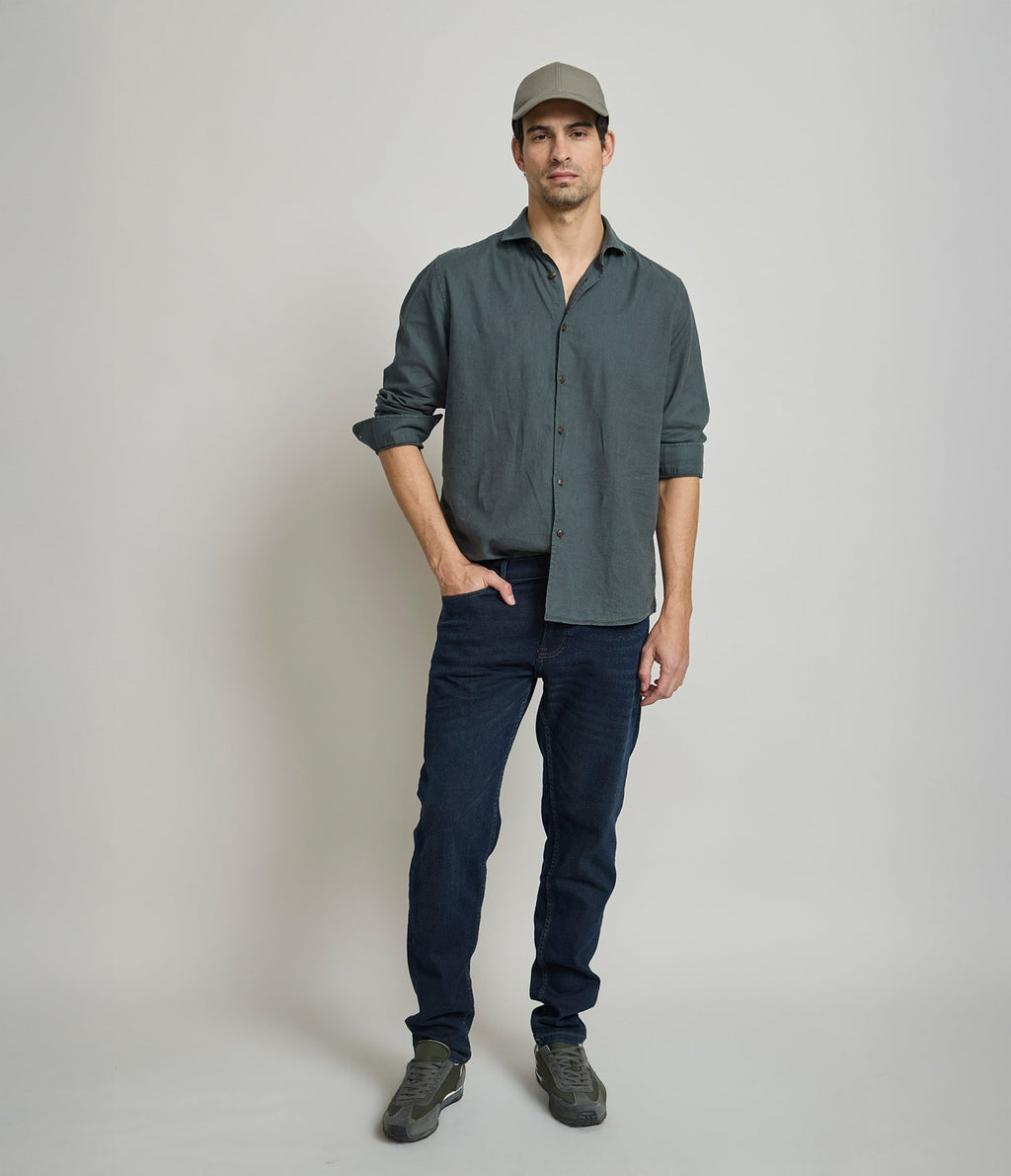 Camisa Hombre Silven M/Larga Verde Oscuro