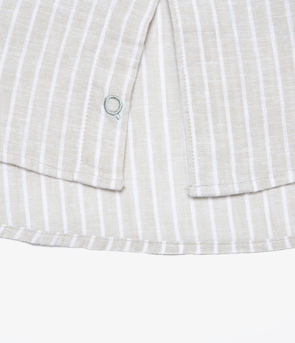 Camisa Hombre Lino Rayas Beige