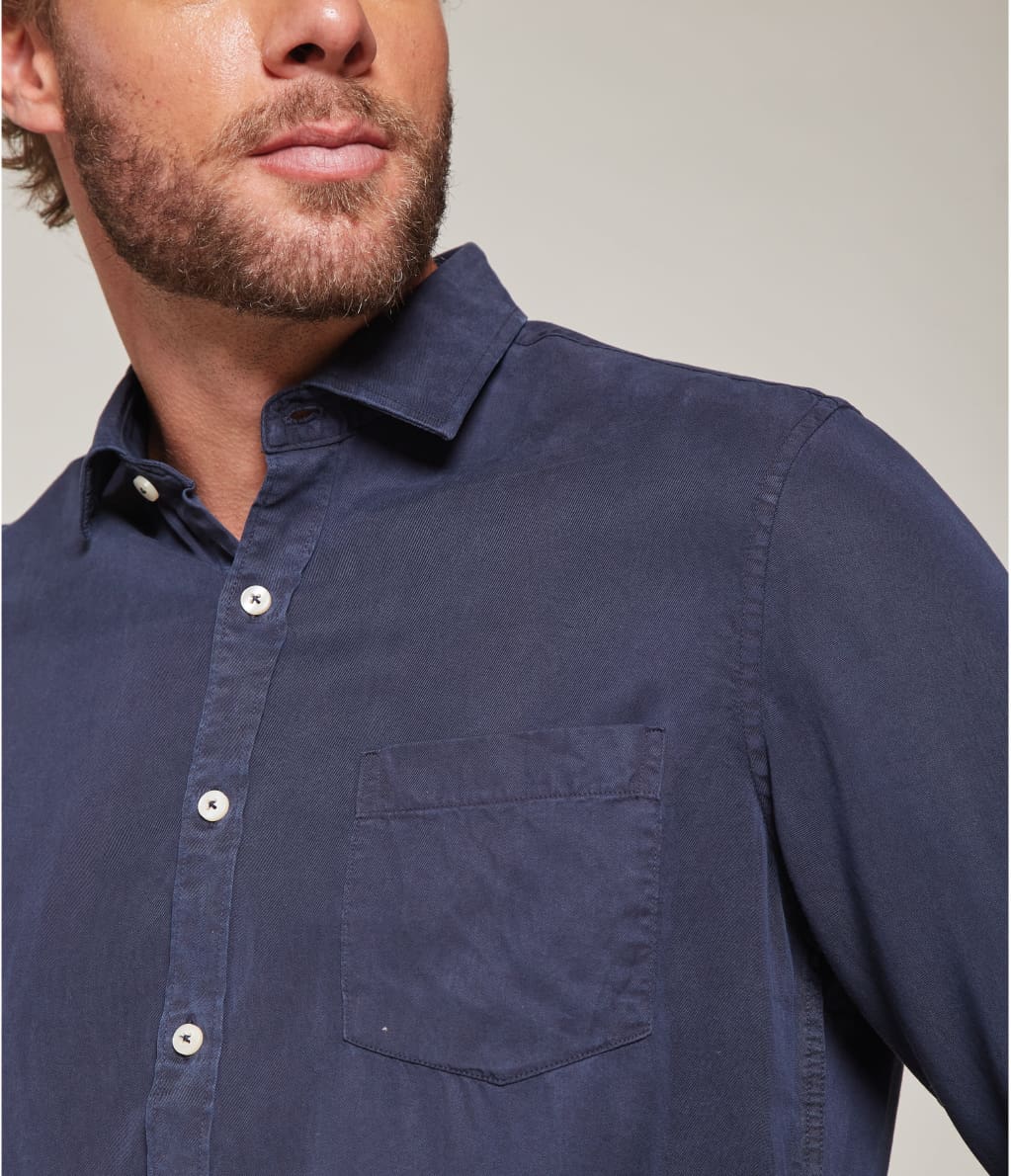 Camisa Hombre Lyocell Azul