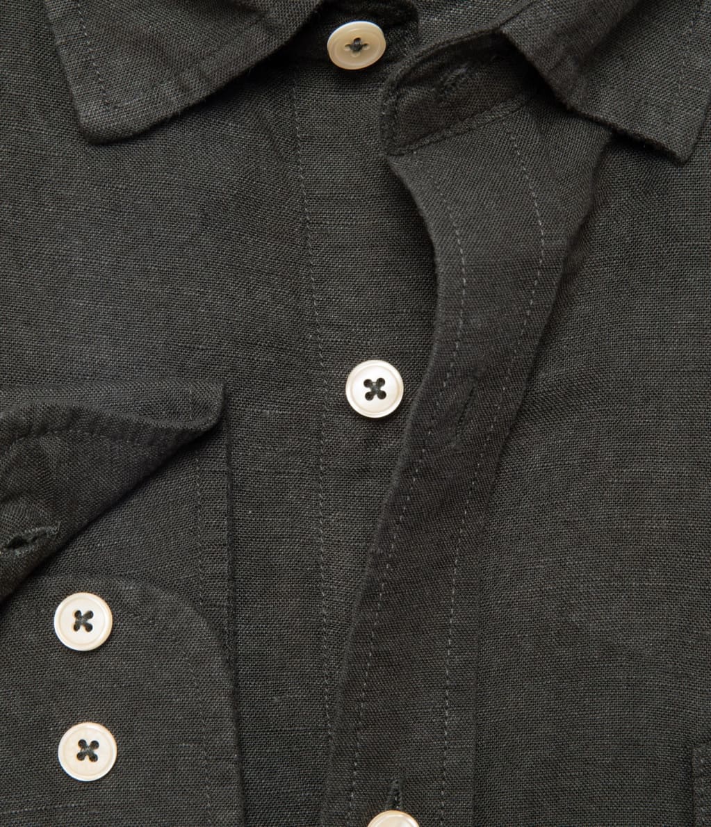 Camisa Hombre Lino Viscosa Nevis Verde Oscuro