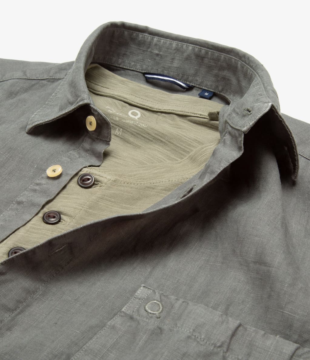 Camisa Hombre Overshirt Lino Verde