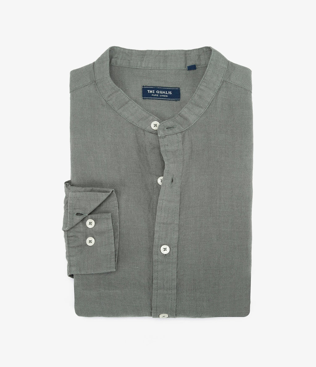 Camisa Hombre Lino Soria Verde Oscuro